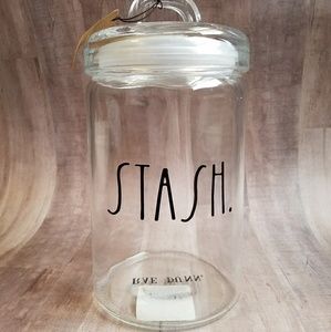 Rae Dunn STASH glass container